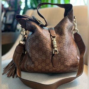 Gucci Brown Hobo Bag with Signature GG Monogram